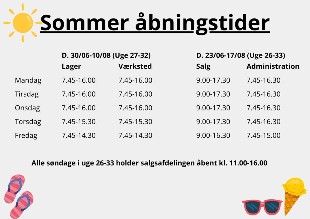 Sommer åbningstider